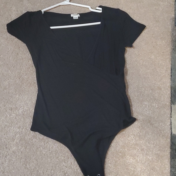 T- shirt style bodysuit with crossover bodice. - Picture 1 of 3